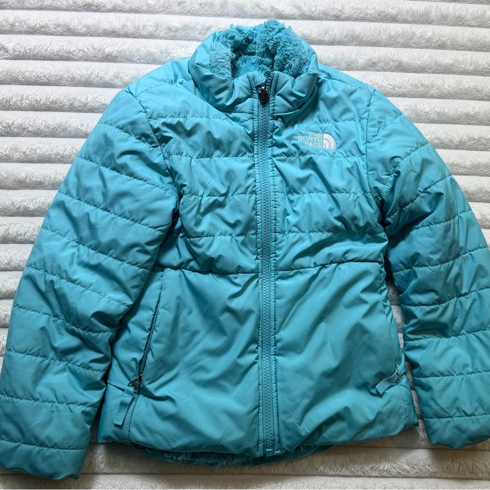 The North Face Girls' Aqua Blue Quilted Puffer Jacket